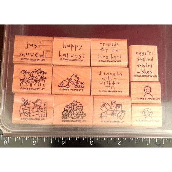 2005 Stampin Up! Loads Of Love Accessories Wood-Mounted Rubber Stamp Set - Picture 2 of 5